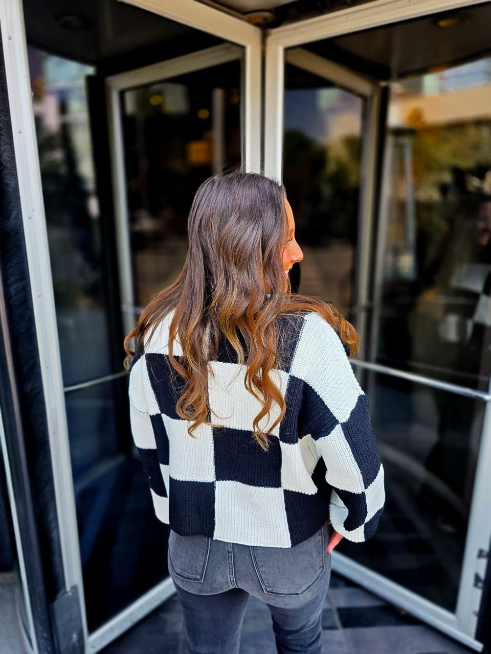 Cozy Checkmate Crewneck Sweater