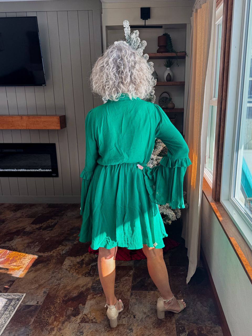 green ruffle mini dress Emerald Ruffle Mini Dress – CJ+Co